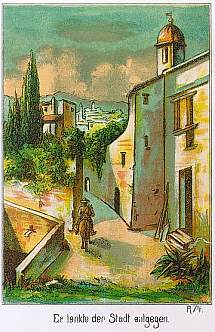 Er lenkte der Stadt entgegen.